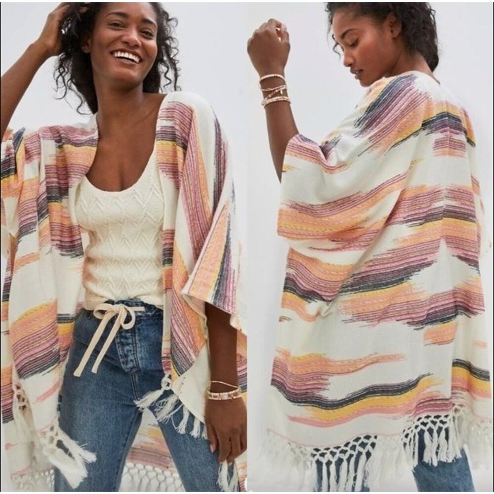 NWT Anthropologie Sunrise Embroidered‎ Kimono Woven Cotton OS $108